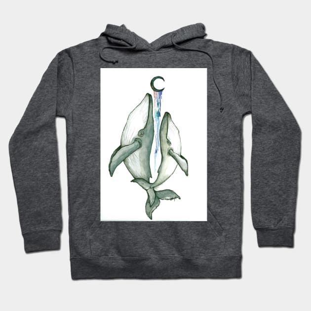 humpback whale moon Hoodie by StephaniePerryArt